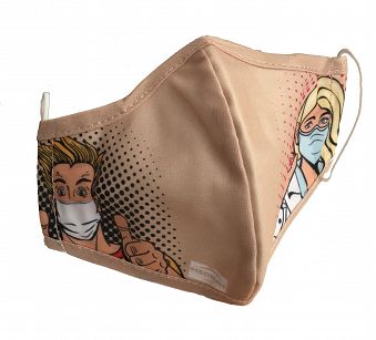 Maseczka dwuwarstwowa z certyfikatem 100 OEKO TEX beżowa- PRZY ZAKUPIE KSIĄŻEK Z WYSYŁKĄ
